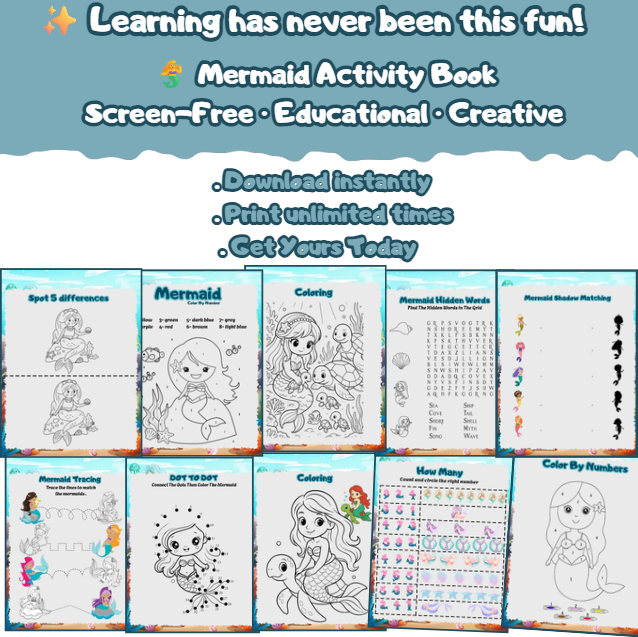 Mermaid Activity Book - KitsForSmartKids